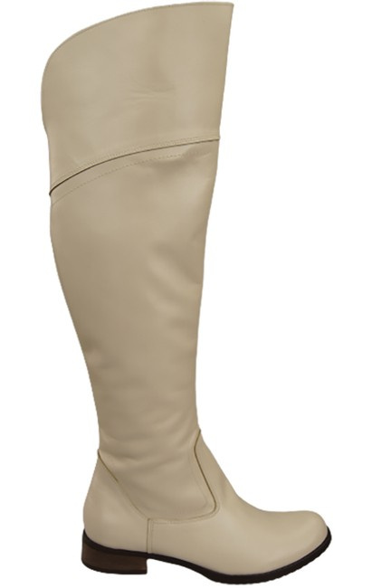 Schuhe Damenstiefel Stiefel, Overknee-Stiefel, Naturleder, Beige 638 ElitaBut
