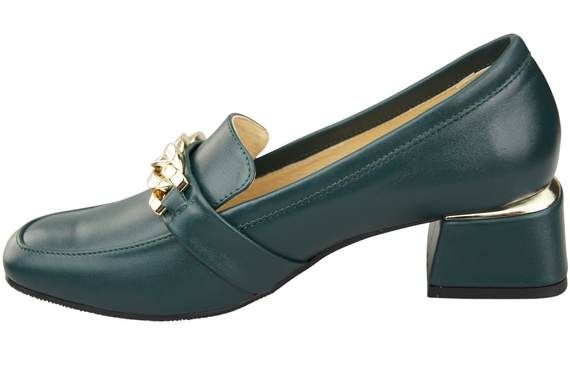 Damenschuhe mit Zierkette Pumps Mokassins Naturleder 193 Malachit ElitaBut