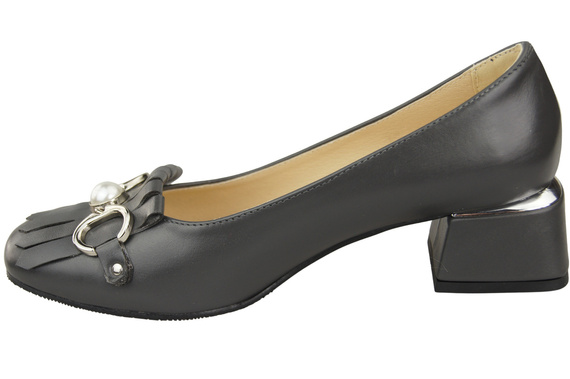 Damenschuhe Pumps verziert mit Fransen Graphit Naturleder 195 ElitaBut