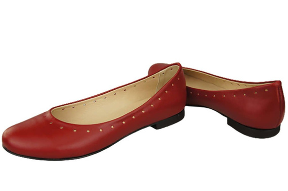 Damenschuhe Bequeme Ballerinas, Naturleder, Rot 162 ElitaBut