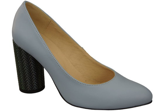 Damenschuhe Pumps Hellblau Naturleder Bunter Zierabsatz 194 ElitaBut