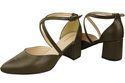 Elegante Olive Ledersandalen mit offener Seite und stabilem Absatz 218 ElitaBut