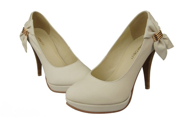 Damenschuhe Plateaupumps, Naturleder, Beige 976 ElitaBut