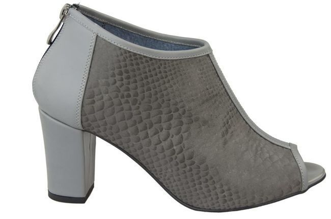 Damenschuhe Peep-Toe-Stiefeletten, Naturleder, Graustufen 957 ElitaBut