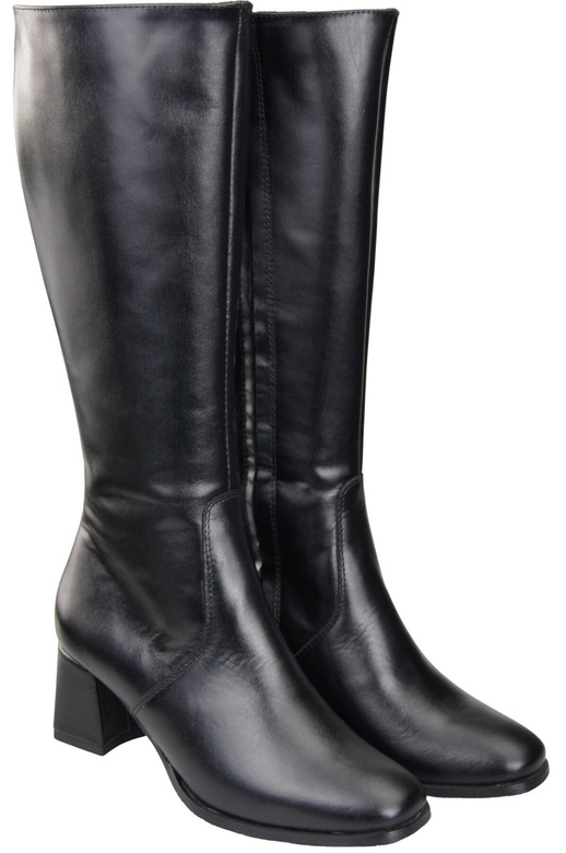 Bequeme Damen Schwarz Niedrig Absatz Stiefel Naturleder 212 ElitaBut