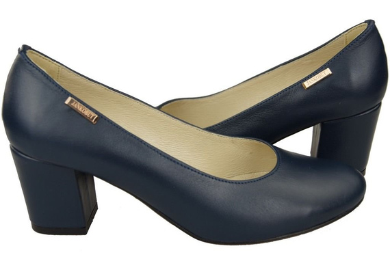 Damenschuhe Pumps Marineblaues genarbtes Leder 125 ElitaAber natürlich