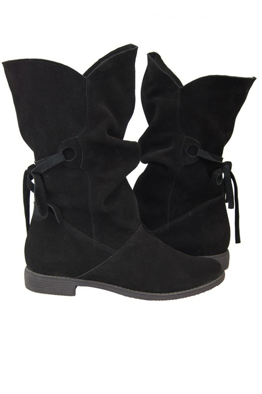 Damenstiefel Frühling / Herbst, Naturveloursleder, Schwarz 999 L ElitaBut