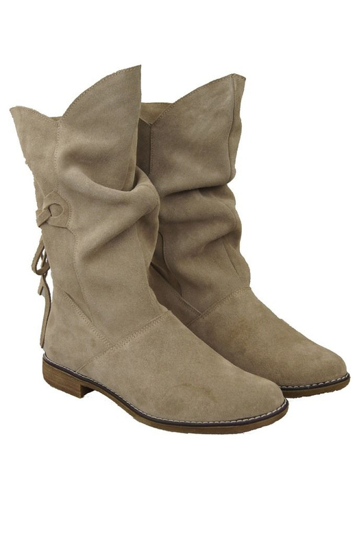 Damenstiefel Frühling / Herbst, Naturveloursleder, Beige 999 L ElitaBut