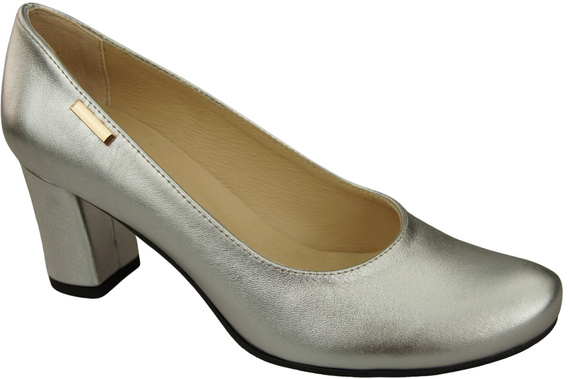 Klassische Damen Silber Leder Mandel Nase Pumps 201 ElitaBut