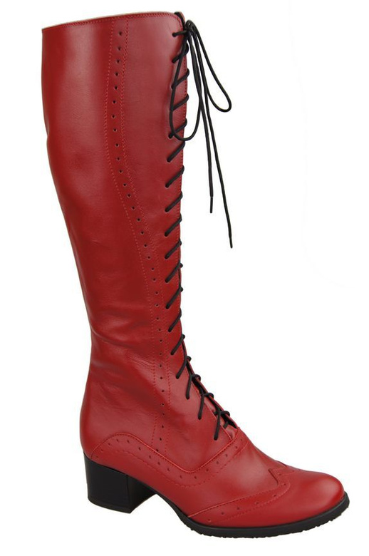 Damenschuhe Schnürstiefel, Naturleder, Rot 595 ElitaBut