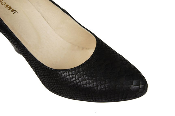 Damenschuhe Pumps, Naturleder, Schuppenmotiv, Schwarz 926 ElitaBut