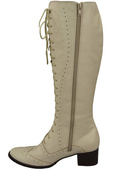Damenschuhe Schnürstiefel, Naturleder, Beige 595 ElitaBut