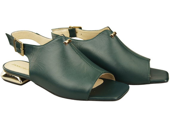 Bequeme Frauenschuhe Sandalen Malachit Flacher Goldabsatz Naturleder 207 ElitaBut