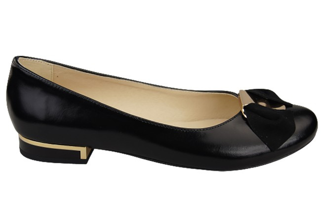 Damen Ballerinas, Naturleder, Schwarz, Glänzend 894 ElitaBut