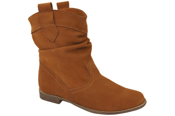 Schuhe Damen Stiefeletten Winter Naturveloursleder Karamell 117 Z ElitaBut