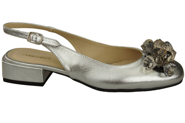 Damen Schuhe Silber Sandalen mit Kristallen Naturleder 215 ElitaBut