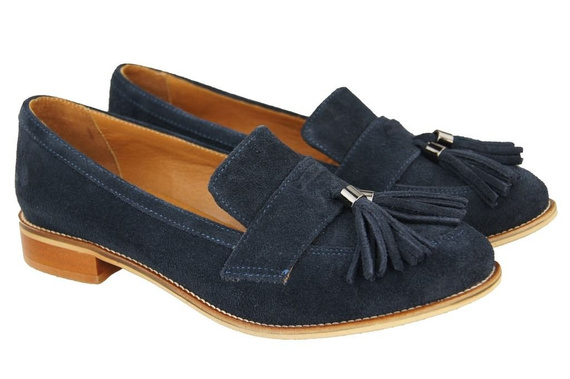 Schuhe Damen Mokassins Naturveloursleder Marineblau 134 ElitaBut