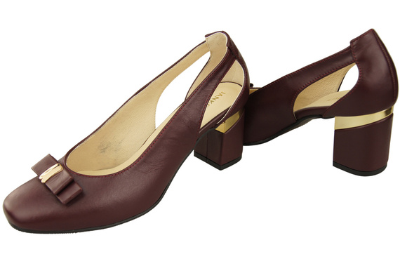 Schuhe Damen Burgunderrote Pumps aus Naturleder mit dekorativem Absatz 199 ElitaBut