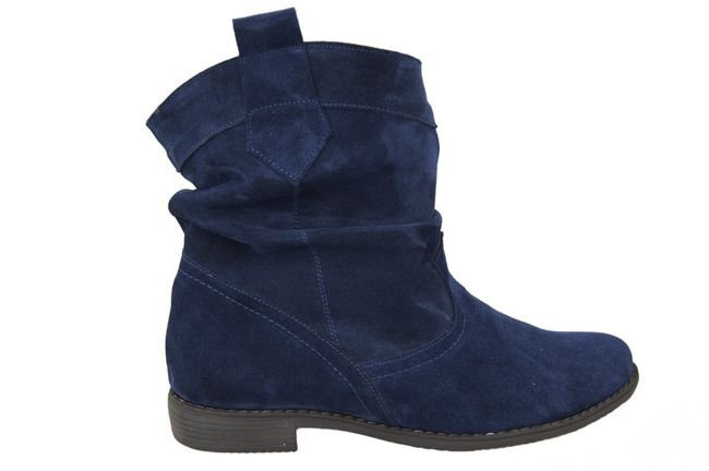 Schuhe Damen Stiefeletten Winter Naturveloursleder Marineblau 117 Von ElitaBut