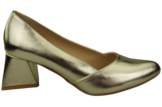 Damen Pumps Gold Echtleder Spitz Zehen Absatz ElitaBut 221