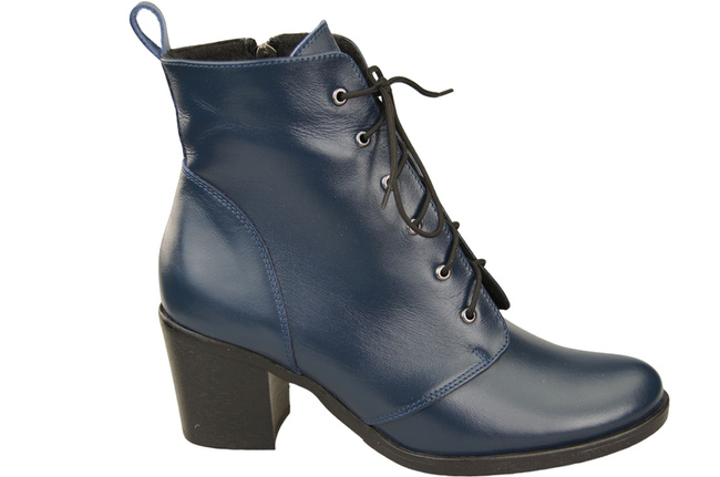 Damen Winter-Schnürstiefeletten, Naturleder, Marineblau 188 von ElitaBut