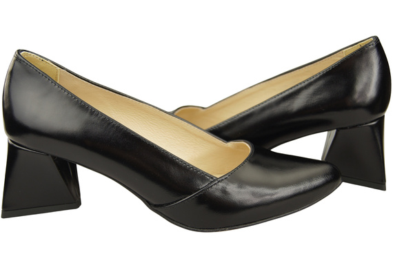 Damen Pumps Schwarz glänzend Echtleder Spitz Zehen Absatz ElitaBut 221