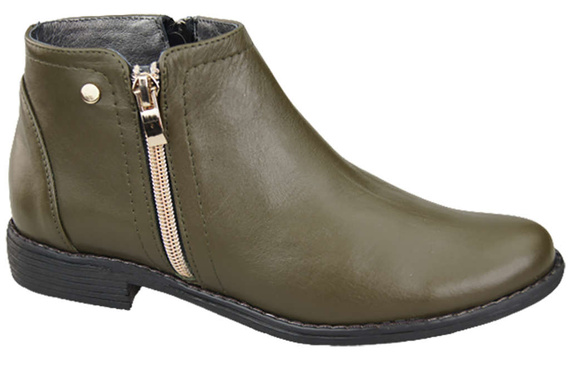 Damenschuhe Damenstiefel Warmes Naturleder Olive 872 von Elitabut
