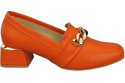 Damenschuhe mit Zierkette Pumps Mokassins Naturleder 193 Orange ElitaBut