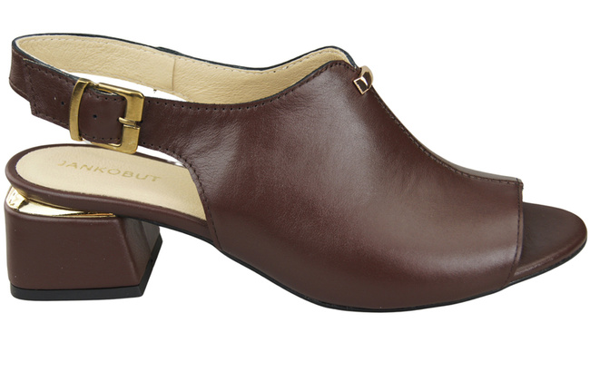 Damenschuhe Schokoladensandalen, goldene Schnalle, Naturleder 198 ElitaBut