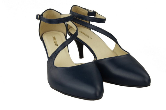 Damenschuhe Sandalen Niedriger Absatz, Naturleder, Marineblau 990 ElitaBut