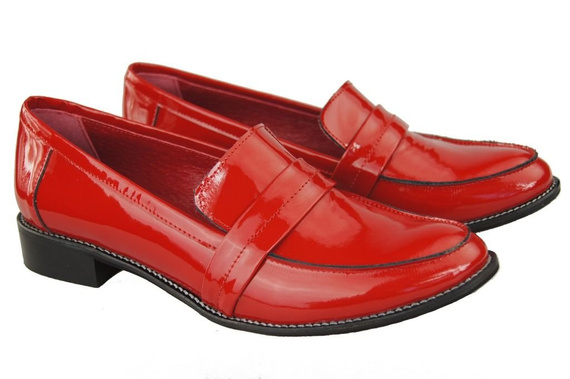 Schuhe Damen Mokassins Naturleder Rotlack 139 ElitaBut