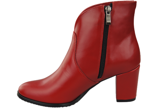 Damen-Winterstiefel, Naturleder, Rot 152 von ElitaBut