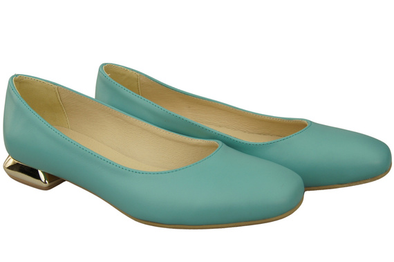 Flache Frauen Schuhe Türkis Dekorative Ferse Naturleder 209 ElitaBut