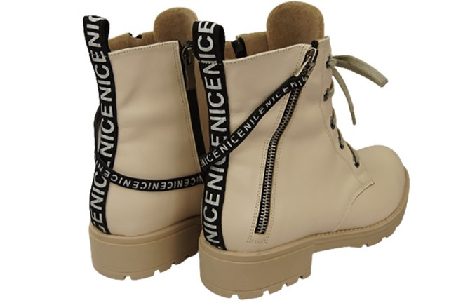 Schuhe Damen-Stiefeletten mit der Aufschrift NICE, Naturleder, Beige 173 von ElitaBut