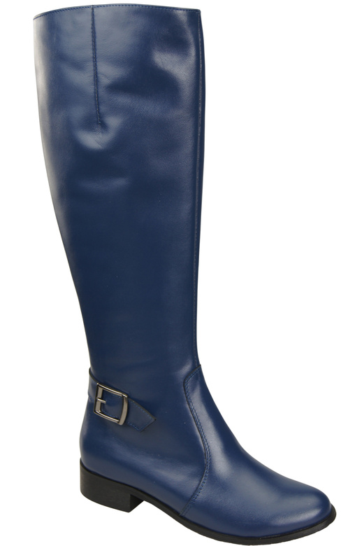 Damen-Lederstiefel Marineblau Gefüttert Offiziersstiefel, Flach 225 ElitaBut