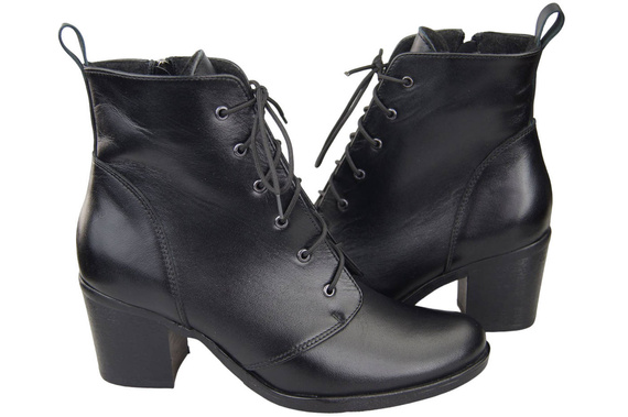 Winter-Schnürstiefel für Damen, Naturleder, Schwarz 188, von ElitaBut