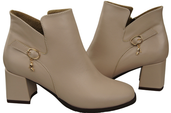 Damen-Stiefeletten ElitaBut 226 Cappuccino Blass aus Naturleder, gefüttert, eckige Zehenkappe, Blockabsatz