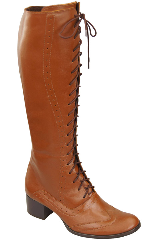 Damenschuhe Schnürstiefel, Naturleder, Braun 595 ElitaBut