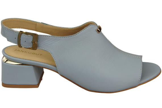 Damenschuhe Sandalen Hellblau, goldene Schnalle, Naturleder 198 ElitaBut