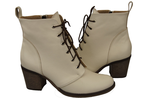 Damen Winter-Schnürstiefel, Naturleder, Beige 188 von ElitaBut