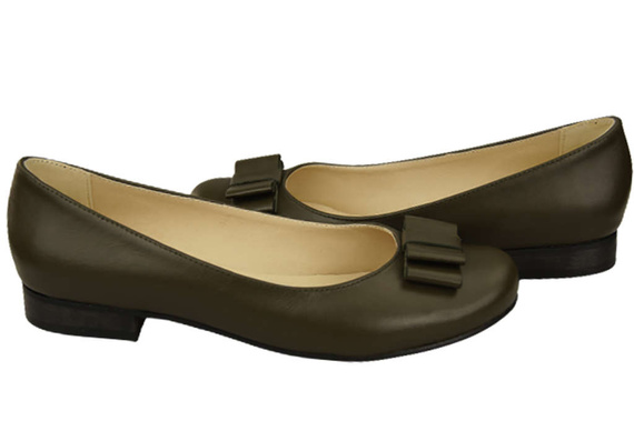 Ballerinas für Damen, Naturleder, Oliv 702 ElitaBut