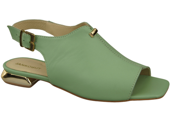 Bequeme Frauenschuhe Sandalen Minze Flacher Goldabsatz Naturleder 207 ElitaBut