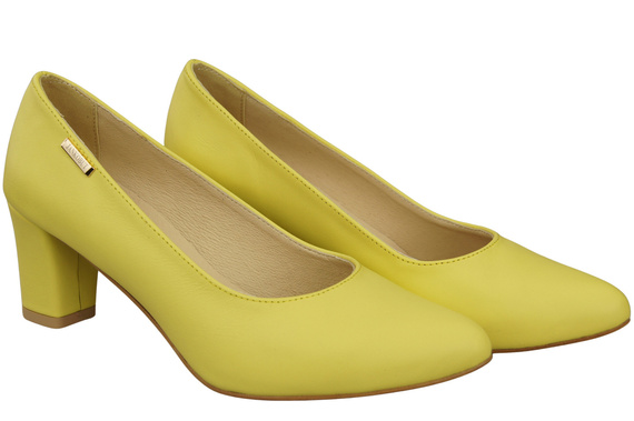 Klassische Glatt Damen Zitrone Naturleder Schuhe 213 ElitaBut