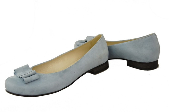 Damenschuhe Ballerinas Hellblaues Naturleder Wildleder 126 ElitaBut