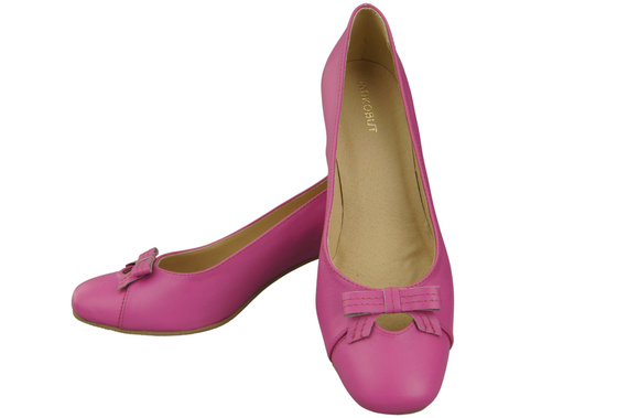 Damen Pumps mit Schleife Fuchsie Naturleder und niedrigem Absatz 203 ElitaBut