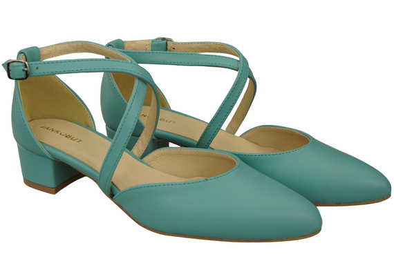 Damen Sandalen Echtleder Türkis mit Riemen Niedriger Absatz 223 ElitaBut