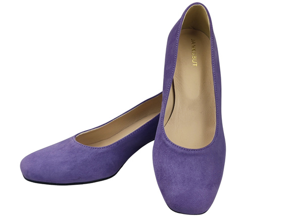 Bequeme Damenschuhe Violett Pumps mit dekorativem Absatz Natürliches Wildleder 219 von ElitaBut
