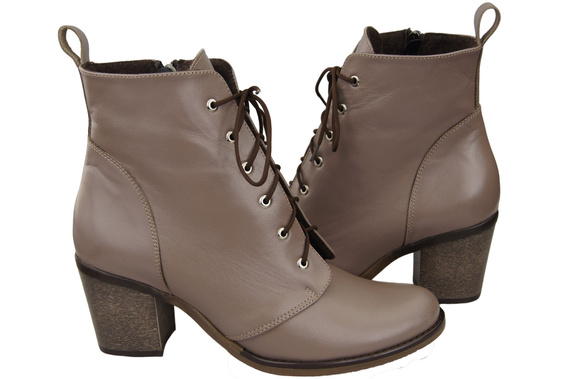 Damen Winter-Schnürstiefel, Naturleder Cappuccino Dark 188 von ElitaBut