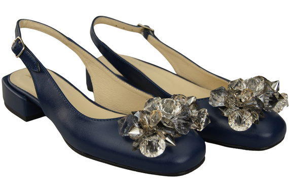 Damen Schuhe Marineblau Sandalen mit Kristallen Naturleder 215 ElitaBut