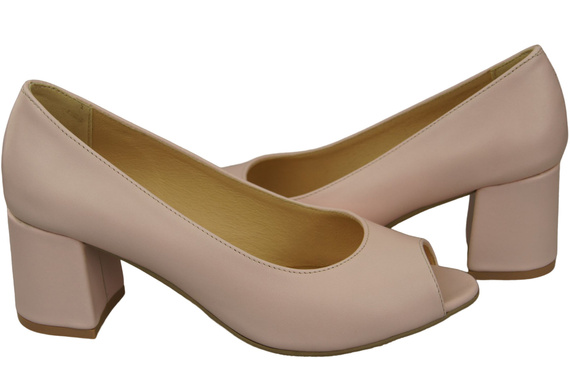 Damenschuhe PEEP TOE Pumps, Puderrosa, Naturleder mit beschichtetem Absatz 192 ElitaBut